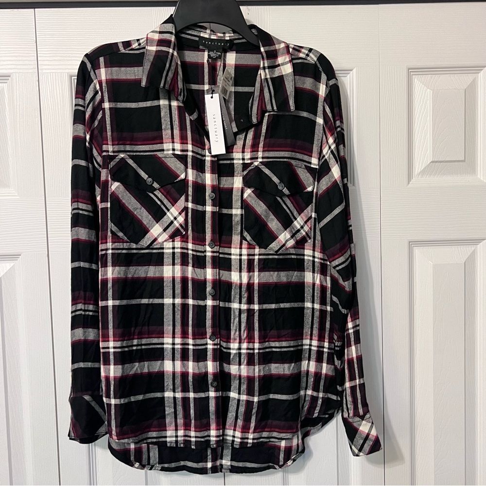 Sanctuary Boyfriend Shirt in Revival Plaid Size Small New NWT